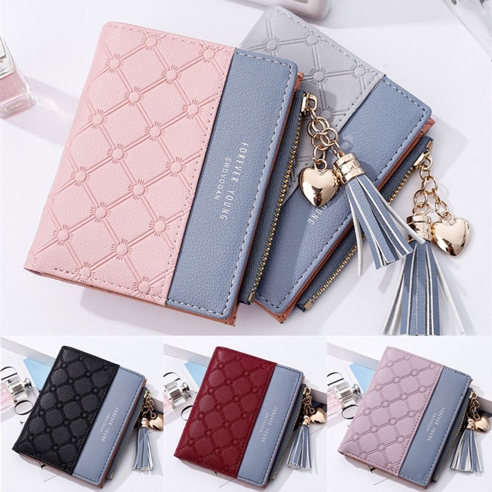 Fashion Women Wallets Female PU Leather Wallet Mini Ladies Purse Zipper Clutch Bag Money Card Holder for Women Girl(Red)