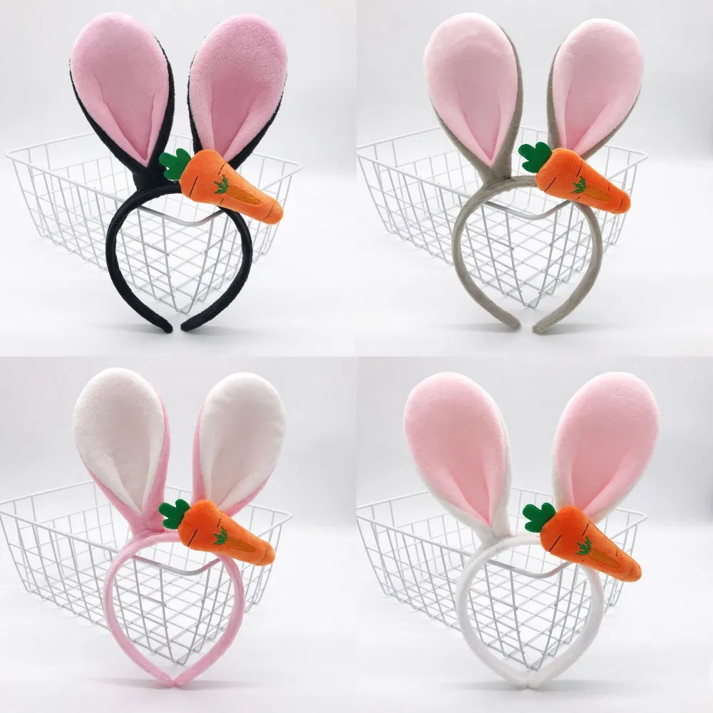 Easter Bunny Ears Headband Plush Rabbit Ears Bunny Girl Cosplay Costume Easter Decoration 2024 Bunny Headwear Hair Accessories